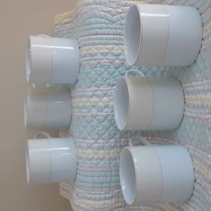 Mikasa CHIFFON IVORY Cups Gold Detail Cream Band Scallop Handle 6 oz Cup 6pc